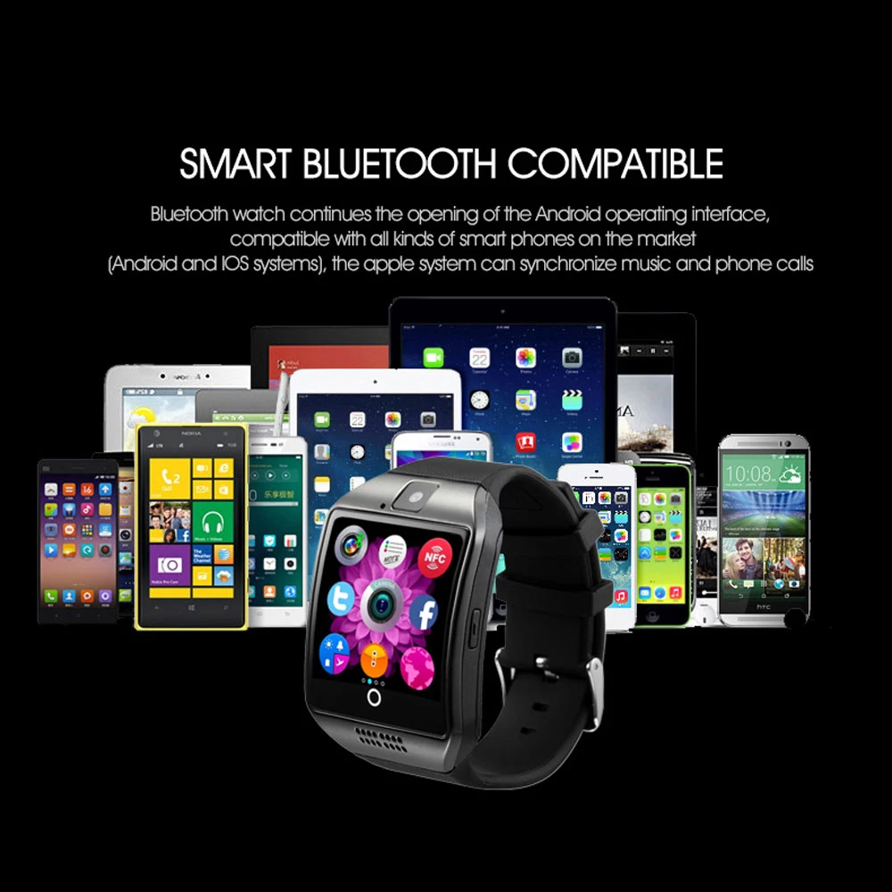 Q18 ceas inteligent Bărbați Bluetooth Sport smartwatch aparat de Fotografiat Telefon Sim Card TF pentru Android IOS Fitness Brățară pk dz09 GT08 A1 V8 y68 3