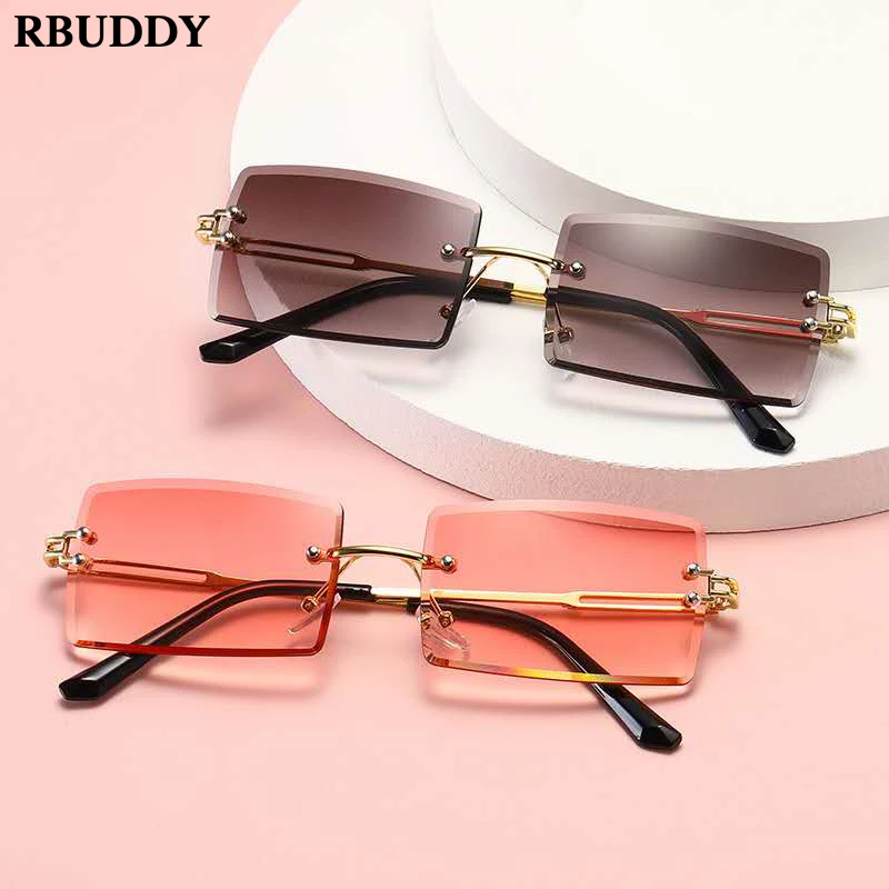 RBUDDY ochelari de Soare Femei 2020 Moda Gradient de Culoare Pătrat Femei Ochelari Vintage Supradimensionate fără ramă Fara rama Femei Ochelari de Soare 3