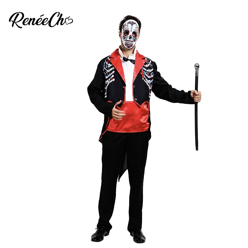 Reneecho Costum De Halloween Pentru Adulti Ziua Morților Costum De Om De Flori Schelet Carnaval Jacheta Petrecere Moartea Cosplay 3