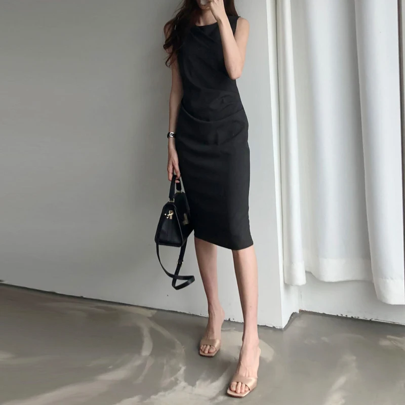 Retro de Înaltă Talie Rochie de Vara pentru Femeie 2019 Noua Moda Sexy rochie fără Mâneci de Auto-cultivare Sac de Șold Slăbire Rochie Dreaptă Vestidos 3