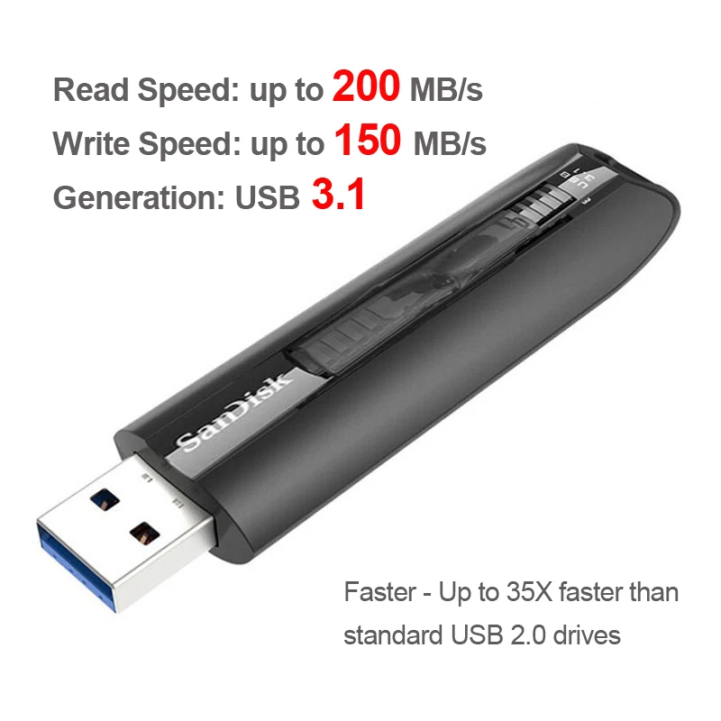 SanDisk Extreme Merge USB 3.1 Flash Drive 64GB 128GB Pen Drive de Mare Viteză 200MB/s Memorie Stick USB Pentru TV/PC/Player Auto 3
