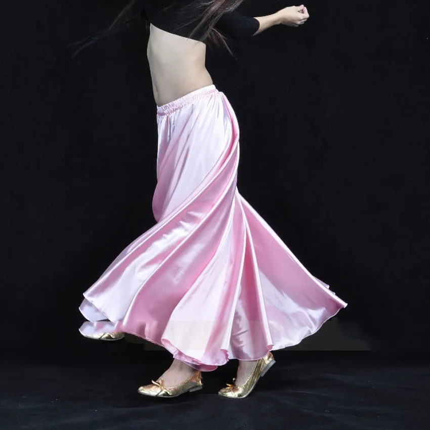 Satin Strălucitor Belly Dance Fusta pentru Femei Leagăn Mare Tigan spaniol de Flamenco Dancesuit Costume de Scenă Poarte Îmbrăcăminte de Performanță 3