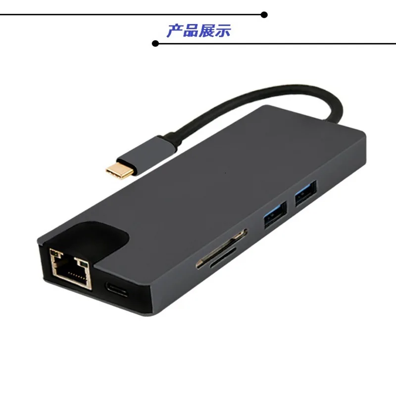 SeenDa Doc 3.0 Hub USB Tip C la HDMI compatibil 4k VGA PD RJ45 Gigabit LAN SD/TF Card Adaptor Stație pentru Macbook Pro Samsung 3