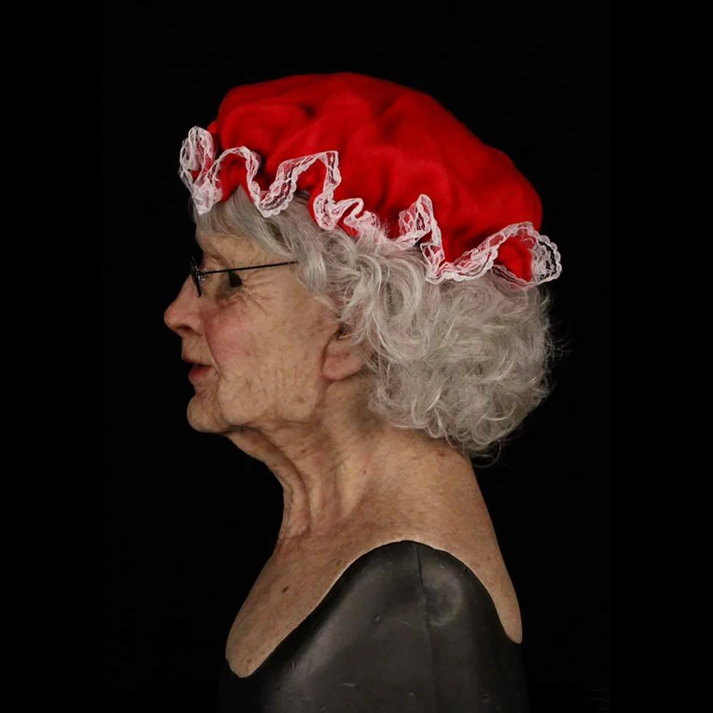 Snailify Doamna Crăciun Masca Femei În Vârstă De Crăciun Cu Măști De Păr Și Pălărie De Sex Feminin Costum De Mos Craciun Pentru Anul Nou 3