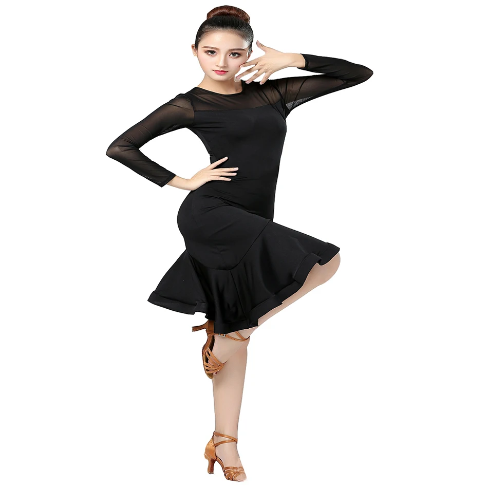 SONGYUEXIA Dans latino fusta Femeie Practică rochie 2020 Performanță Dans latino fusta neagra Femeie latino rochii dans 3