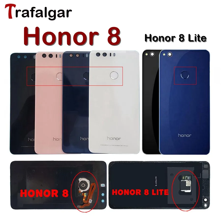 Sticla Din Spate Pentru Huawei Honor 8 Înapoi Capacul Bateriei Cu Amprenta Buton Flex Ușa Din Spate Caz Pentru Onoarea 8 Lite Capacul Din Spate De Sticlă 3