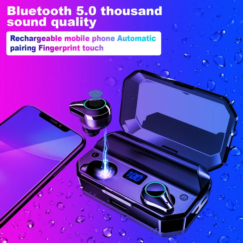 T9 Cască Bluetooth TWS Adevărat Wireless Stereo Auriculare LED Display Digital cu 7000 MAh Încărcare Cutie Power Bank 3