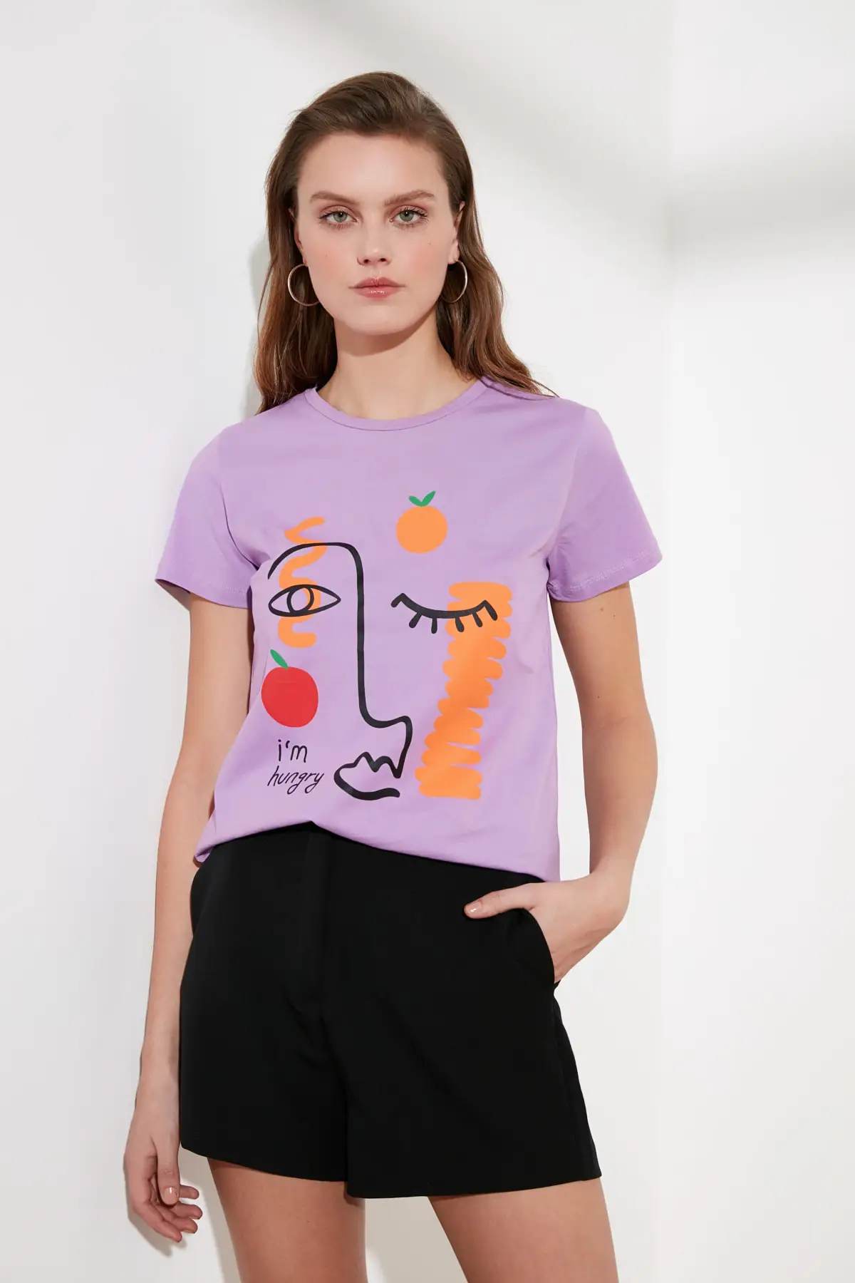 Trendyol Tipărite de Bază Tricotate T-Shirt TWOSS21TS0319 3