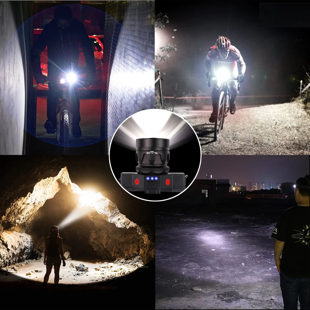 USB de încărcare de biciclete lumina 5 modul de iluminare super-luminos LED biciclete lumina impermeabil zoom ciclism accesorii costum pentru o plimbare de noapte 3