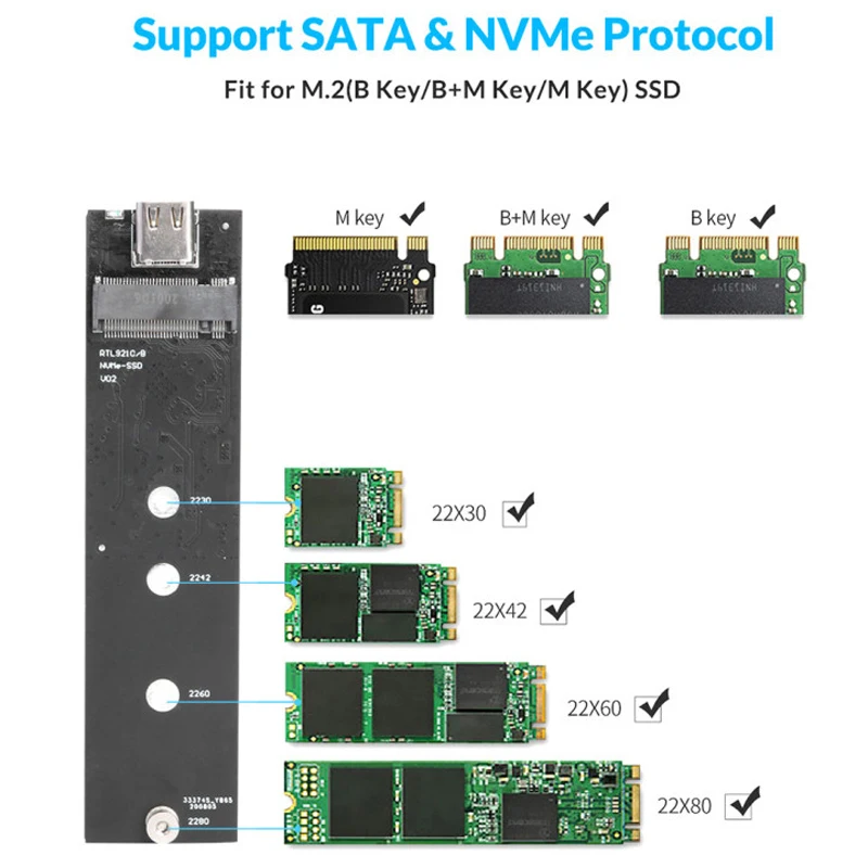 VODOOL M2 SSD Cazul M. 2 până la USB de Tip C 10Gbps Hard Disk Extern Cabina Pentru NVME PCIE unitati solid state SATA M/B Cheie Dual Protocol Disc SSD 3