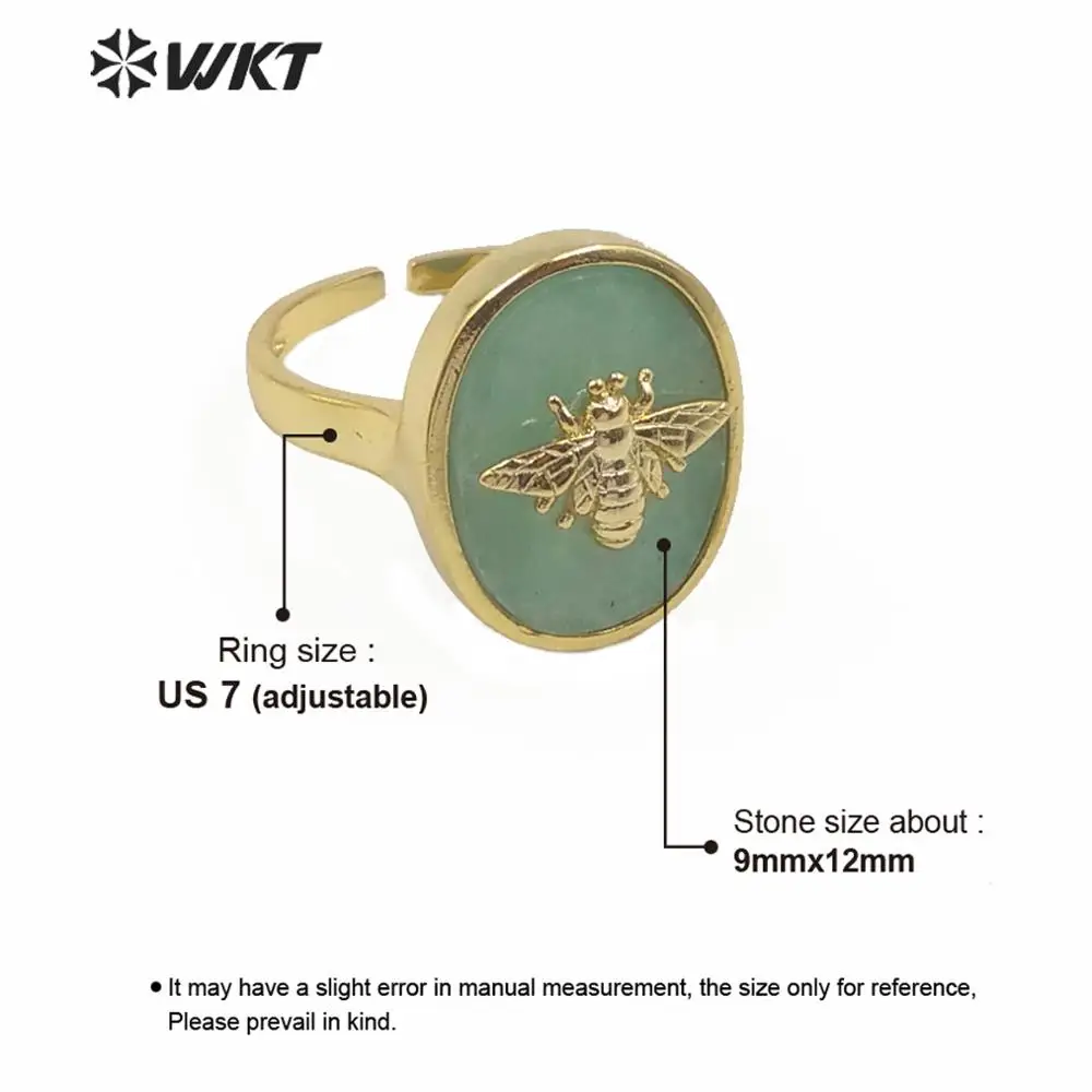 WT-R353 Ridicata la modă design nou mireasa naturale inel pentru femei de moda de aur rama decor piatra naturala farmec inel în ajusta 3