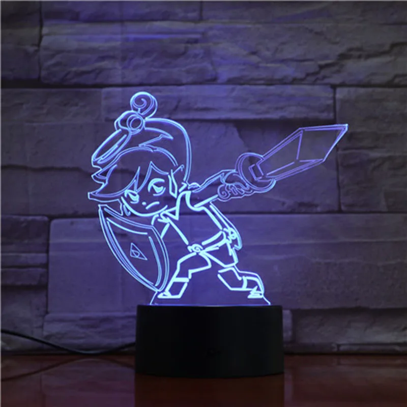 Zelda 3D LED Lumina de Noapte În 7 Culori Schimbare Lampa Decor Cameră de Acțiune Figura Jucărie Pentru Ziua de nastere Cadou de Crăciun 3