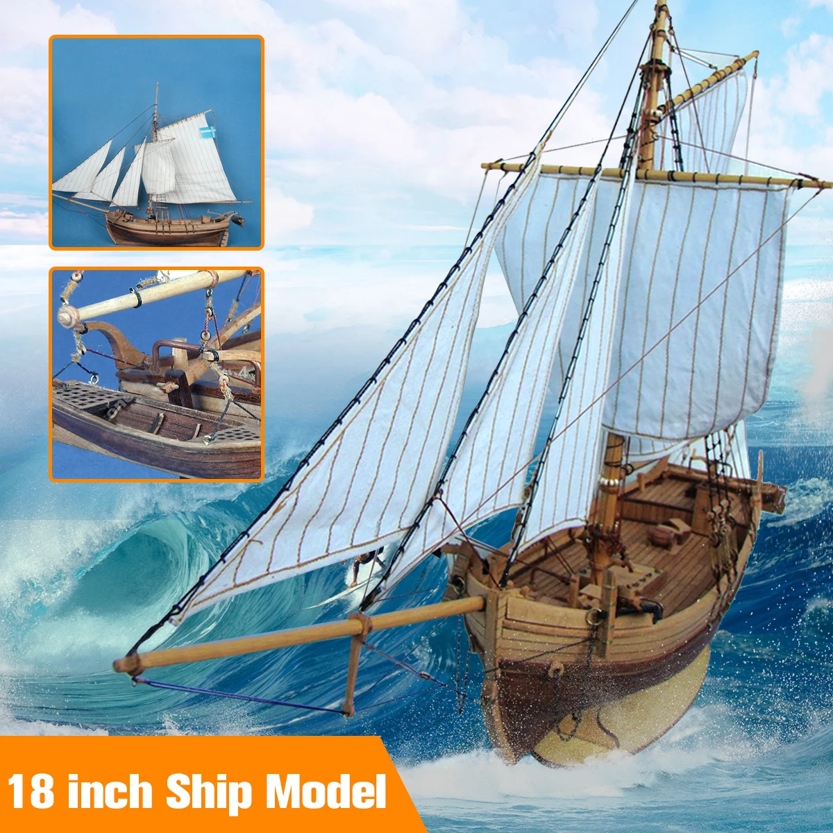 18 inch Clasice Naviga Barca Model de Lemn suedeză Barcă Navă Kituri pentru Casa Model kit de Constructii Decor Barca Cadou Jucărie 4