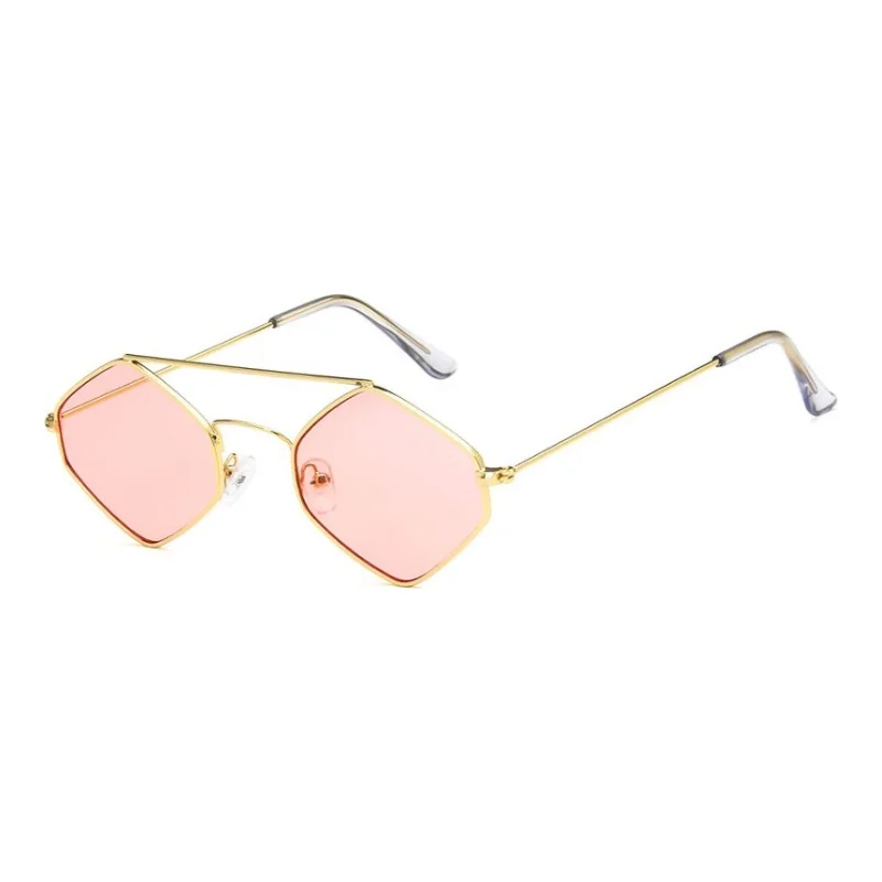 2018 Diamant în Formă de ochelari de Soare Retro Femei Mici Galben Vintage Cadru Metalic Barbati Unisex Ochelari de Soare Femei UV400 Ochelari 4