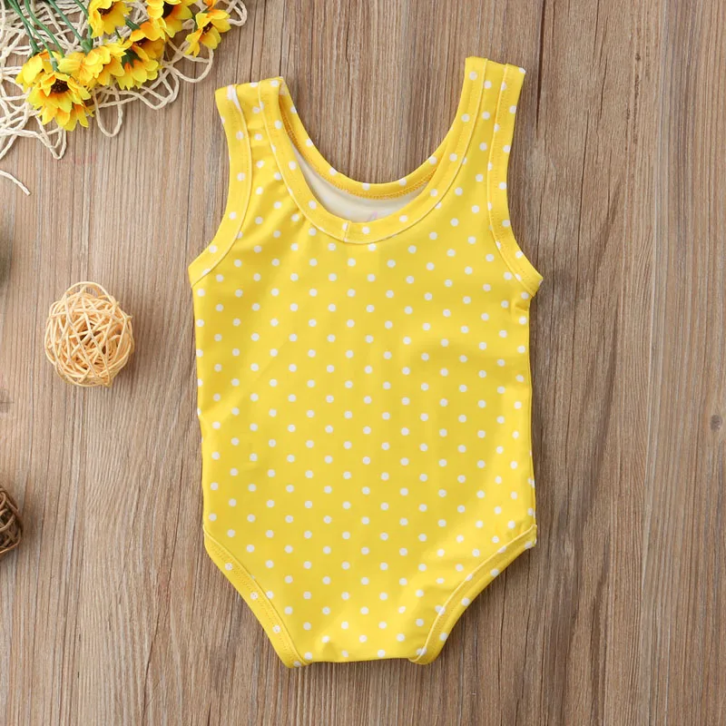 2018 Nou-născut Copilul Fete Baby Ananas Imprimare de Costume de baie Galben fără Mâneci O-Neck Bumbac costume de Baie Costum de Baie Costum de 6M-4Y 4