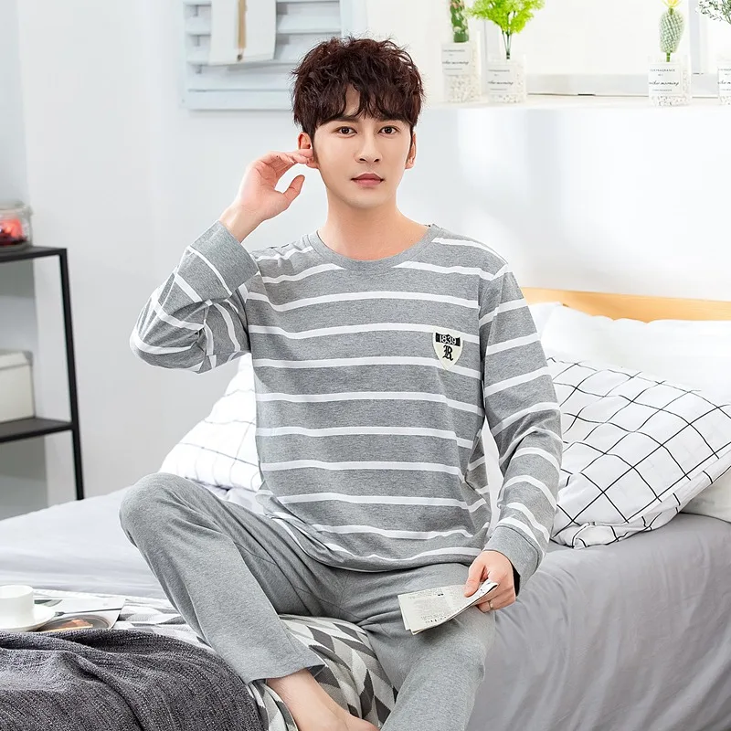 2020 Primavara Toamna cu Maneci Lungi Set Pijama pentru Barbati coreean Bumbac, Pijamale, îmbrăcăminte de noapte de sex Masculin Body Pijama Homewear Haine de Acasă 4