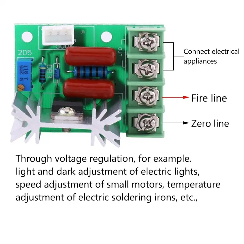 220V 2000W tiristor motorului viteza Motorului regulator Controler de Viteză Variatoare de Reglaj de Viteză Cu Temperatura de Asigurare 4