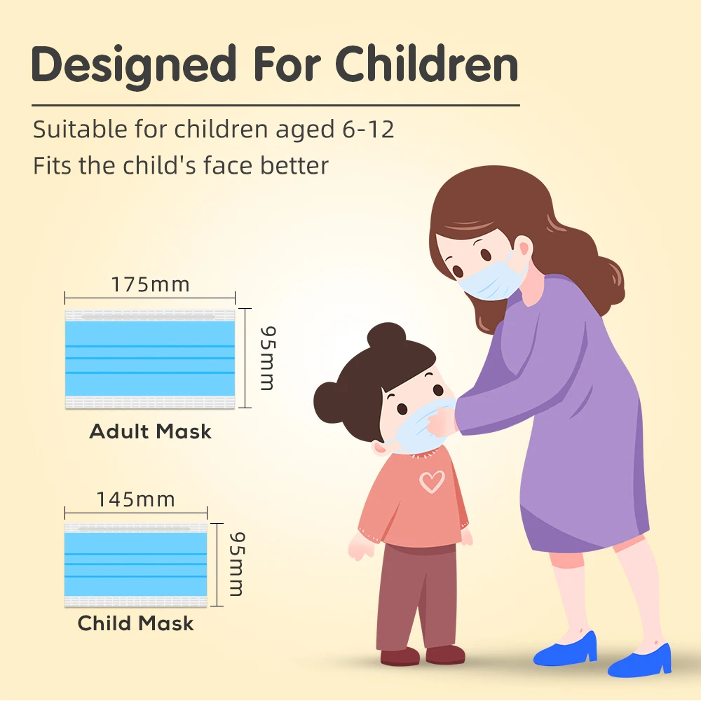 3 straturi de Unică folosință pentru Copii Masca Pentru Fata Gura Respirabil Germeni de Protecție pentru Copii Anti-Poluare topit Masca Pentru Fete Baieti 4