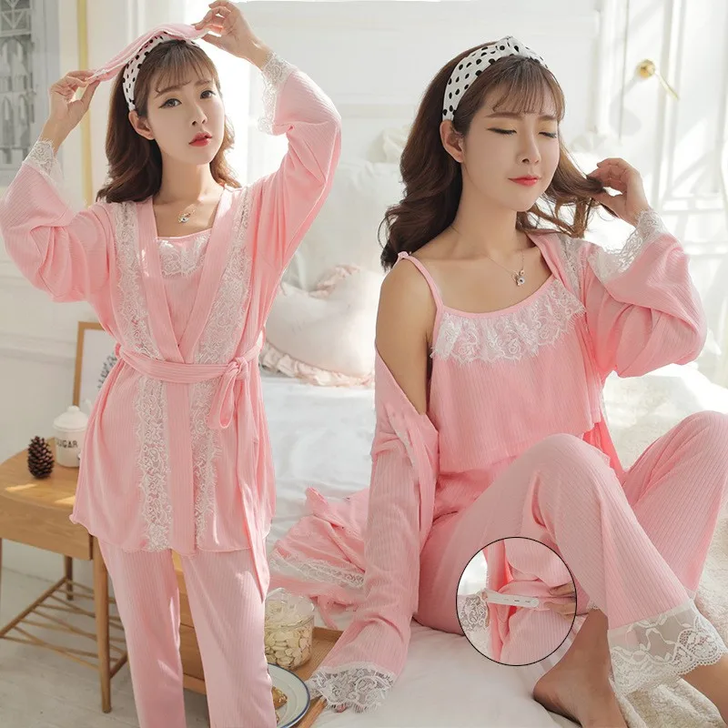 3Pcs/Set Sarcinii Maternitate Pijama, Pijamale Alăptează cămașă de noapte Elegante, haine de Maternitate de Îngrijire medicală Sarcinii îmbrăcăminte de noapte 4