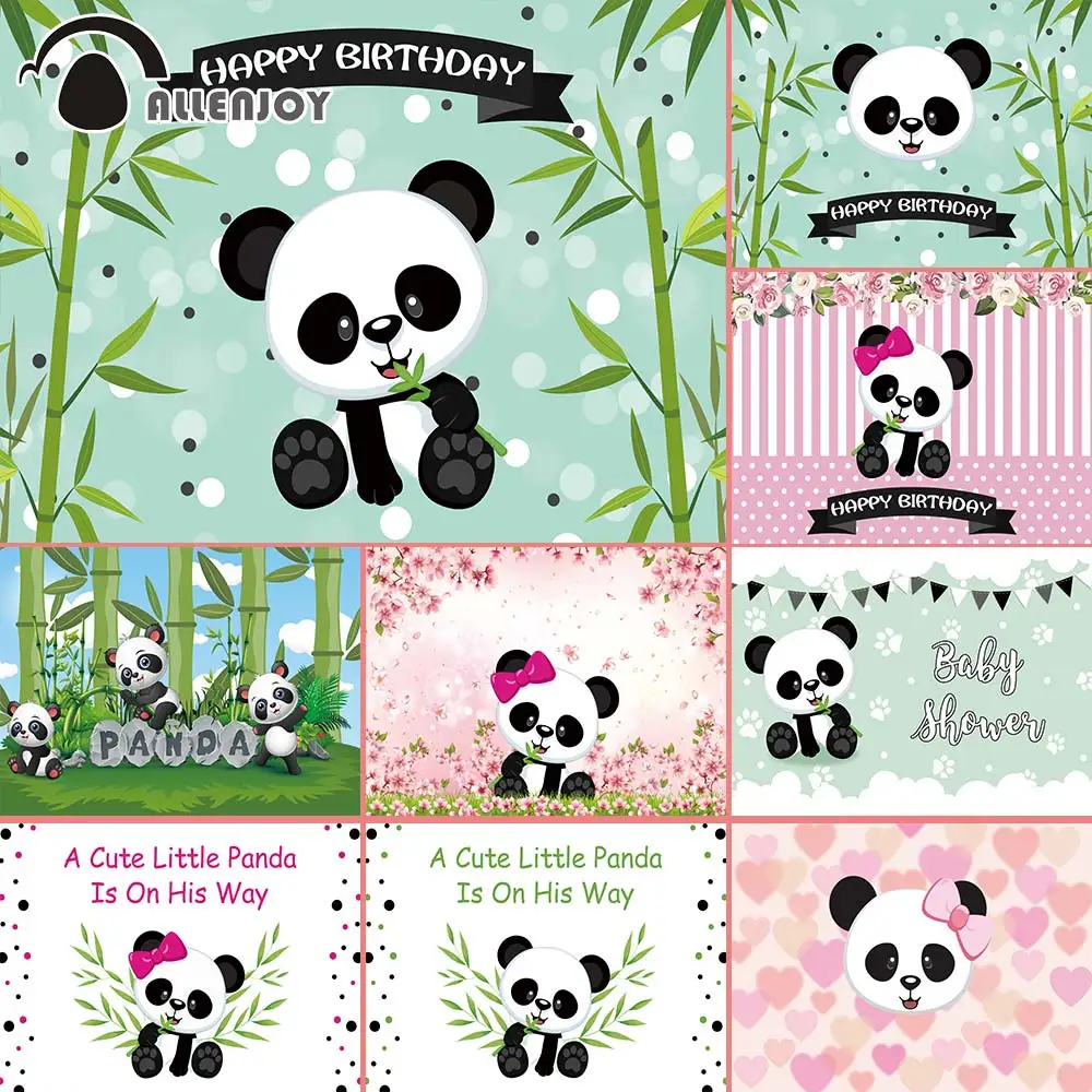 Allenjoy Panda Personalizate Petrecere Fundaluri Banner Happy Birthday Copil De Fundal Stripe Bambus Jungle Boy Fata De Copil De Dus Photocall 4