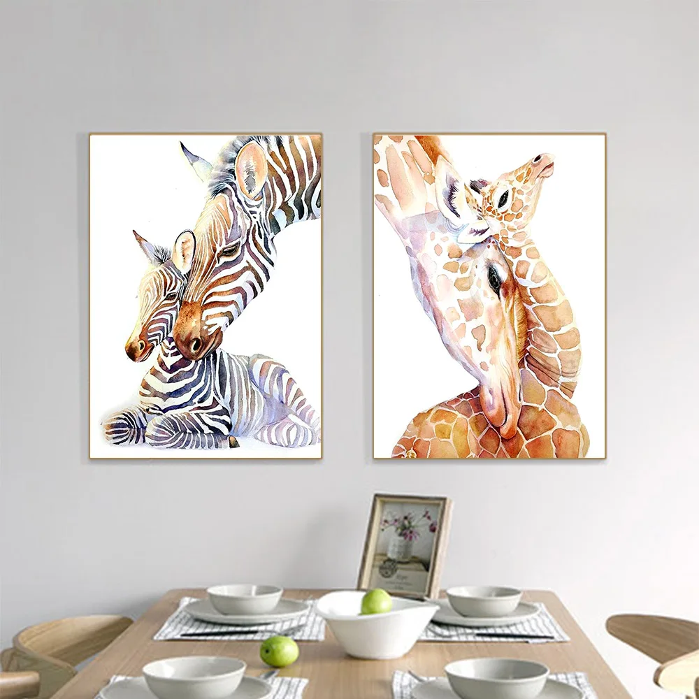 Animale Mamei și Copilului Diamant Pictura Girafa, Zebra Rotund Burghiu Plin de Desene animate Nouveaute DIY Mozaic Broderie 5D Cross Stitch 4