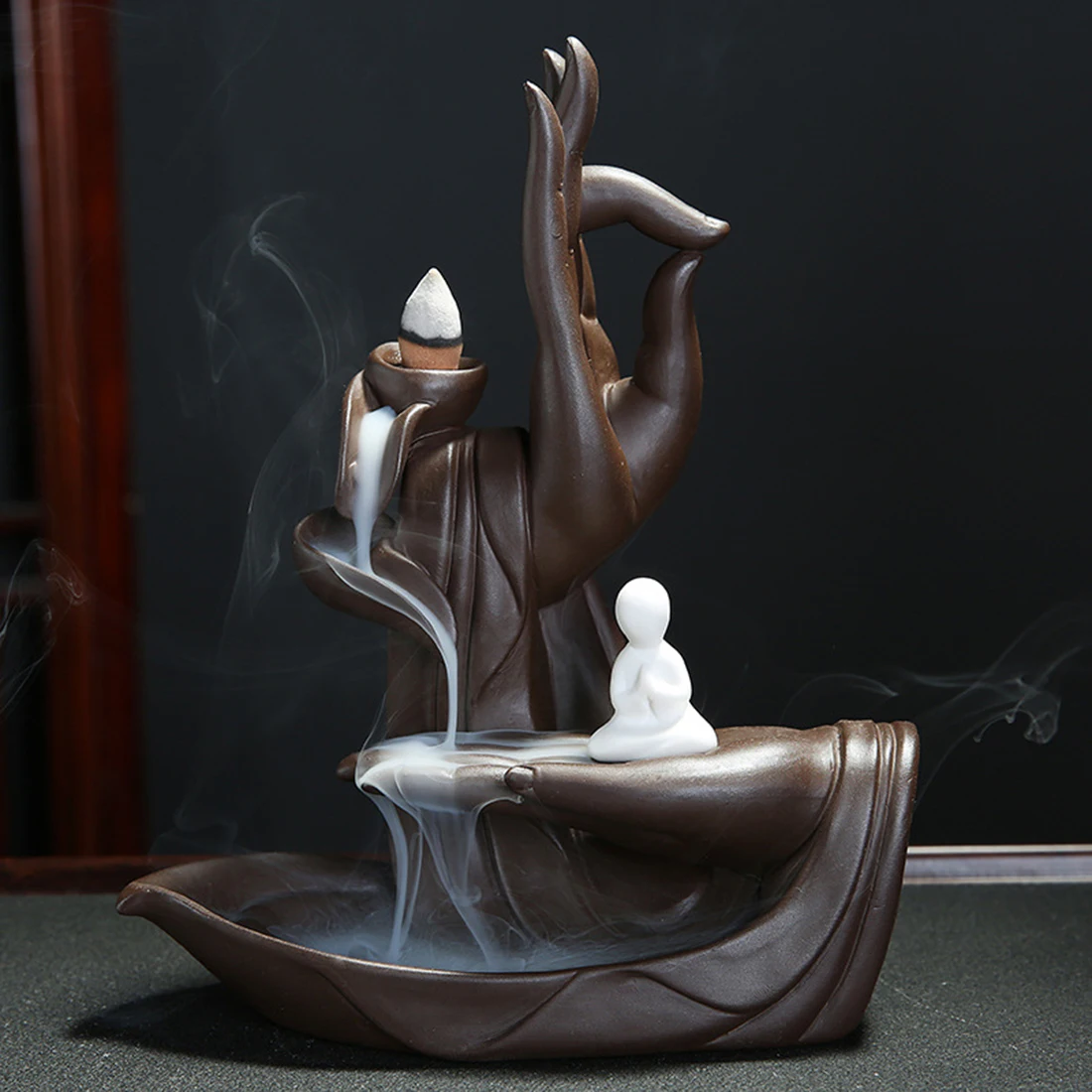 Ceramica De Retenție Arzător De Tămâie Tathagata Buddha Lotus Tămâie Stick Titularul De Fum Cascada Decor De Acasă Cu 20 Buc Conuri De Tămâie 4