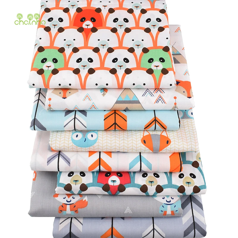 Chainho,8pcs/lot,Panda&Fox Seria de Desene animate,Imprimare Diagonal Tesatura de Bumbac,Mozaic Pânză,DIY Cusut&Quilting Material Pentru Copil 4