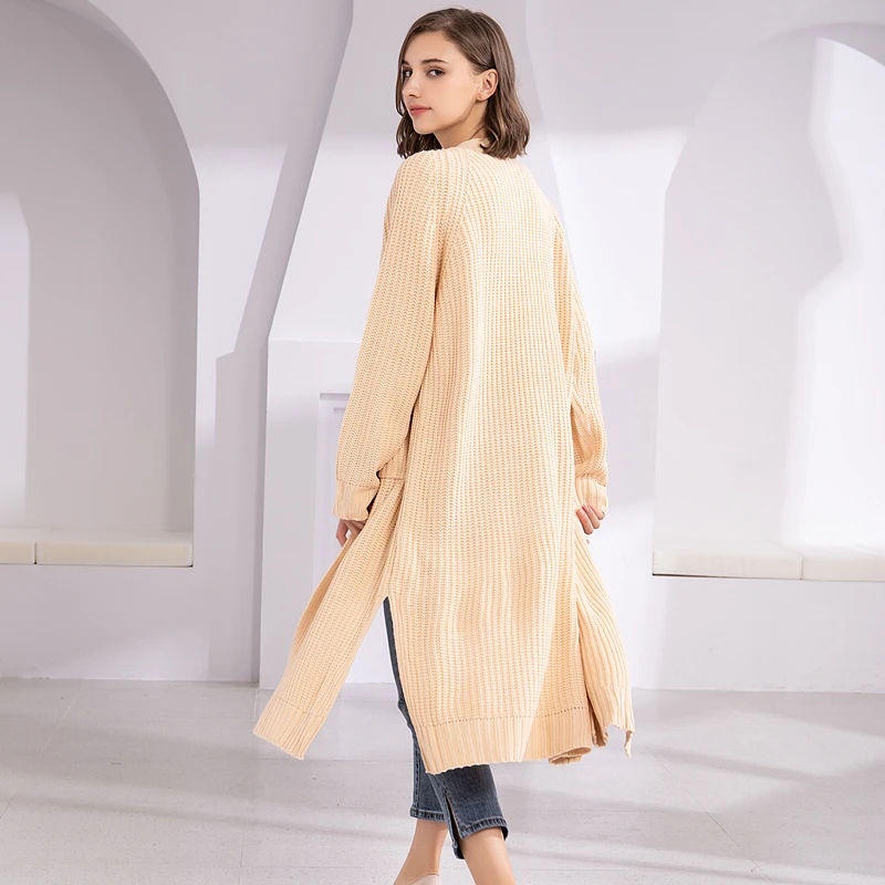 Colorfaith Noi 2021 Iarnă Primăvară Pulovere pentru Femei coreeană Stil Minimalist Solid mai Multe Culori Casual Cardigane Lungi SW8528 4