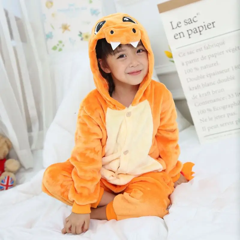 Copiii Charmander Pijama Copil Băiat Fată Anime În General Leopard Pijama Salopeta Onepiece De Animale Pentru Copii Pijamale Cosplay 4
