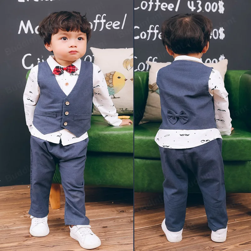 Copilul tinutele cravata camasa pantaloni costume formale copil mic set domn băieței haine de nunta toamna ziua seturi de îmbrăcăminte 4