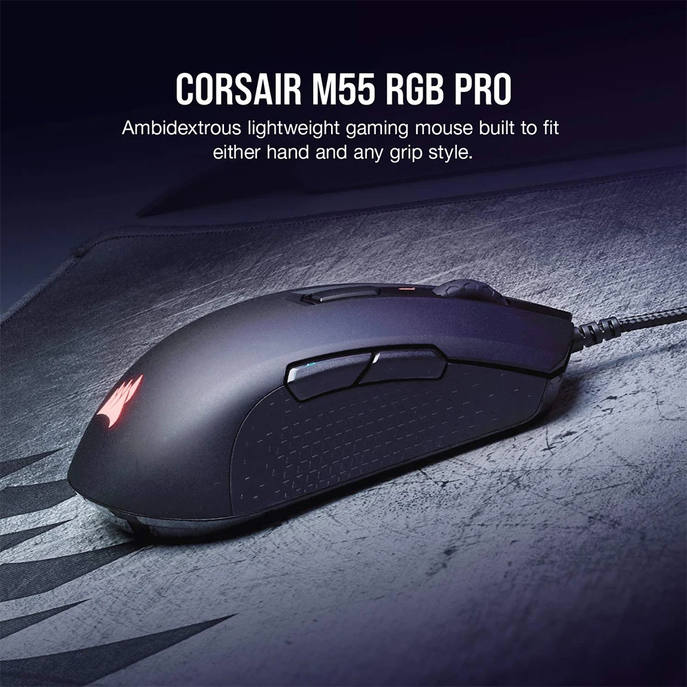 CORSAIR M55 RGB Pro cu Fir Ambidextru Multi-Prindere Mouse-ul Jocuri-12,400 DPI Senzor Reglabil-8 Butoane Programabile-Negru 4