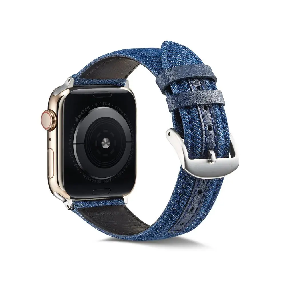 Denim Watchband pentru apple watch seria 6 SE banda curea pentru iWatch 44mm 40mm 42mm 38mm Bratara albastru jean curea 4