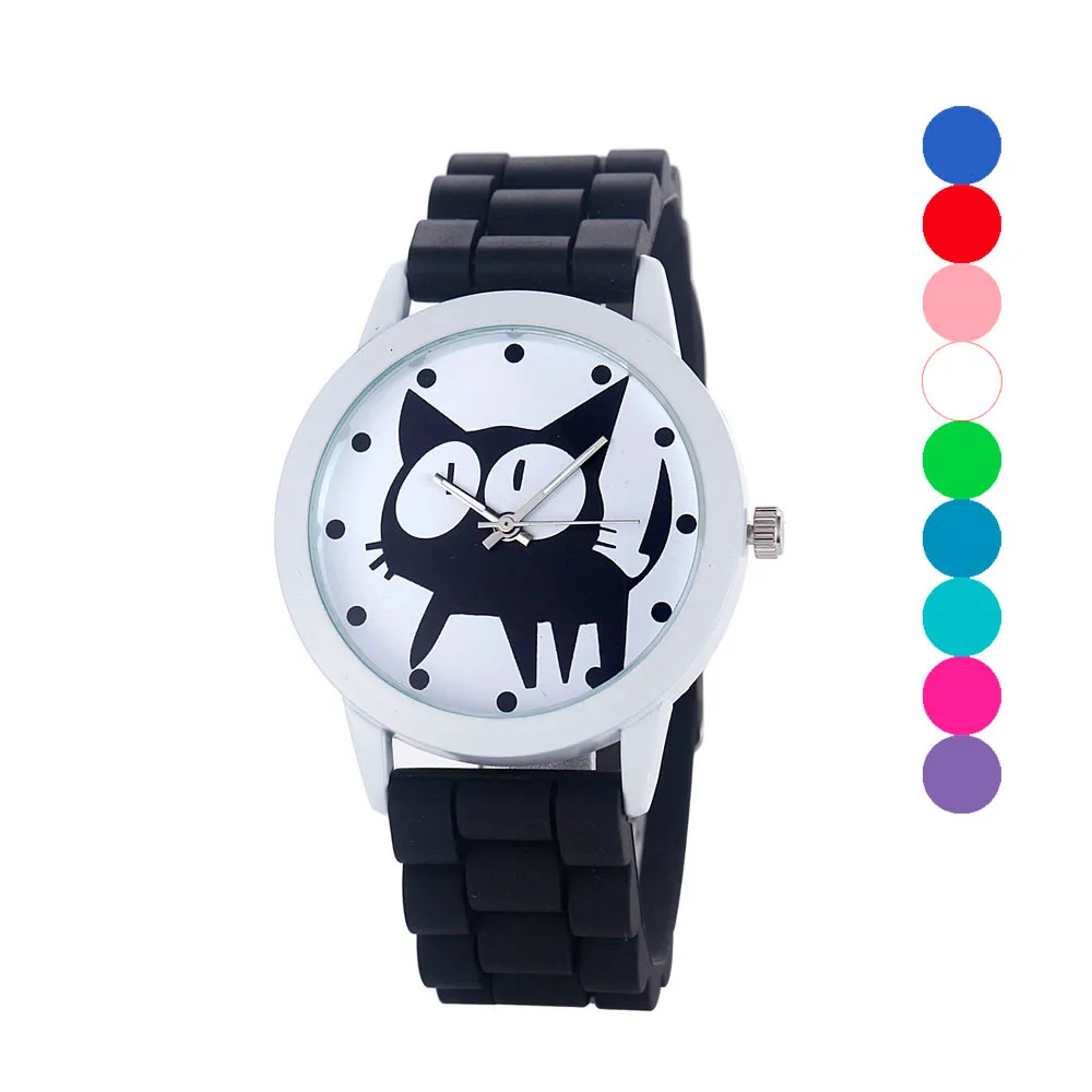 Desene animate Pisica ceasuri Femei nou de Silicon design de Brand Sport Cuarț Ceas de mână de Moda colorat Uita-Montre Femme transport gratuit 4