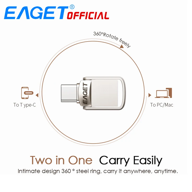 EAGET CU20 USB Flash Drive OTG 32GB Metal USB 3.0 Pen Drive 64GB Tip C de Mare Viteza stick Mini, Flash Drive Memory Stick 4