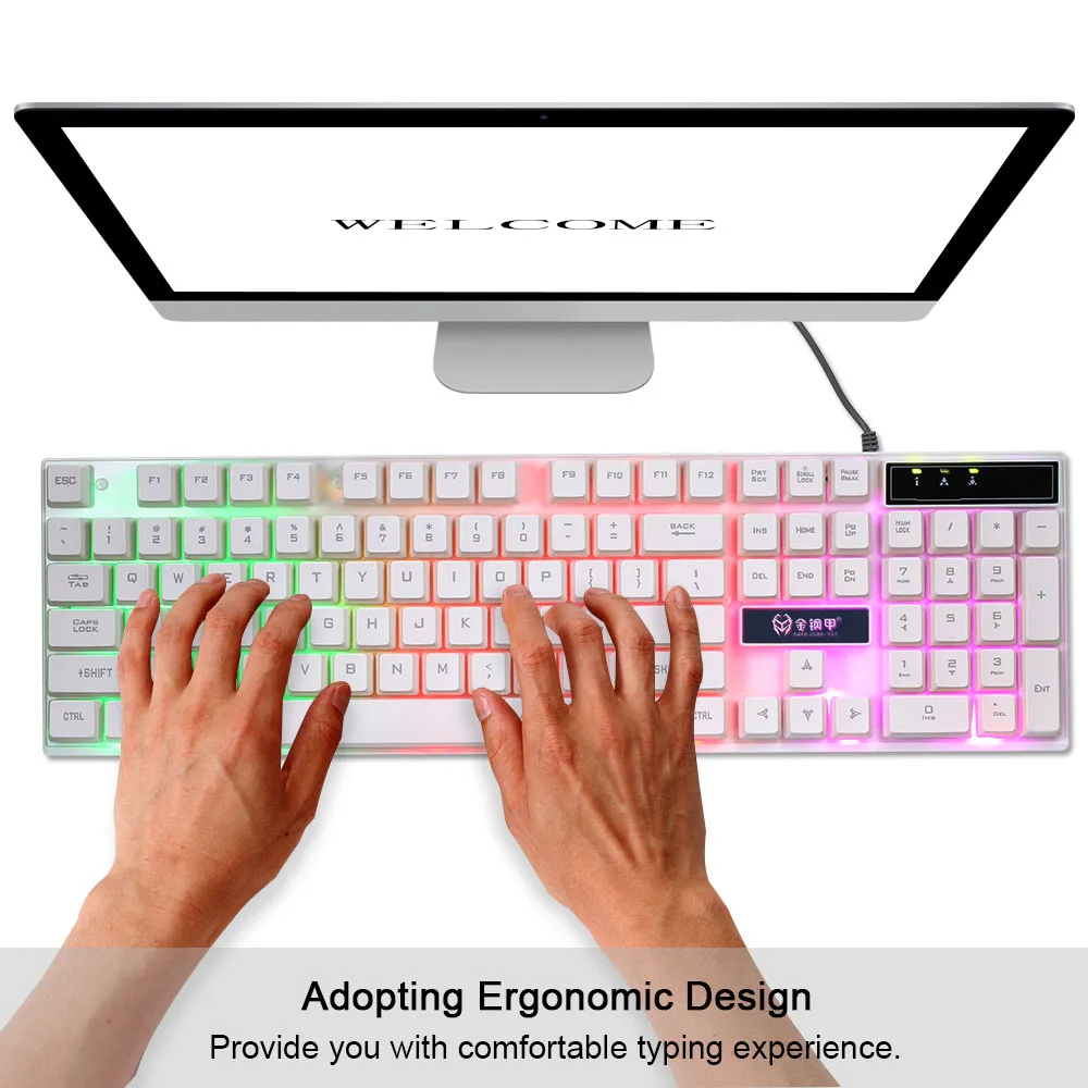 Gaming Keyboard Tastatură Mecanică Rainbow LED Backlit de Gaming, Tastaturi Iluminate de Lumina tastatură alb Pentru PUBG Pentru calculator 4