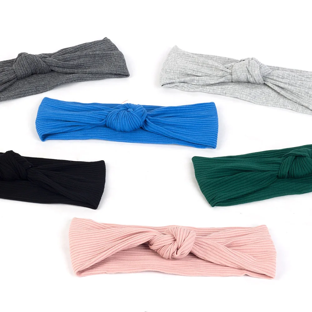 Geebro Vara Boho Cu Nervuri Hairband Pentru Femei Înnodate Cu Dungi Bentiță Elastică De Sex Feminin Turban Împachetări Bumbac Accesorii De Par 4