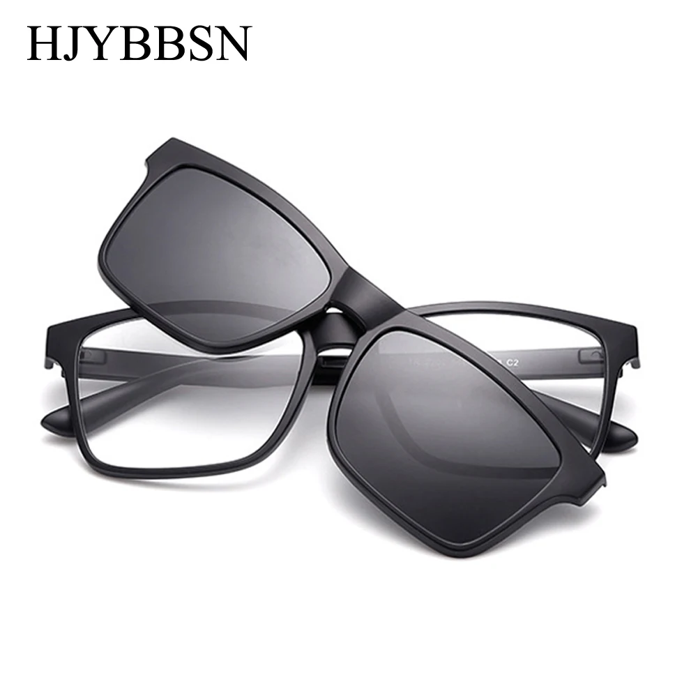 HJYBBSN Clip pe ochelari de Soare clip-on ochelari pătrați Obiectiv Bărbați Femei oglindă clip Ochelari de Soare de Noapte Viziune ochelari de soare de Conducere pentru barbati 4
