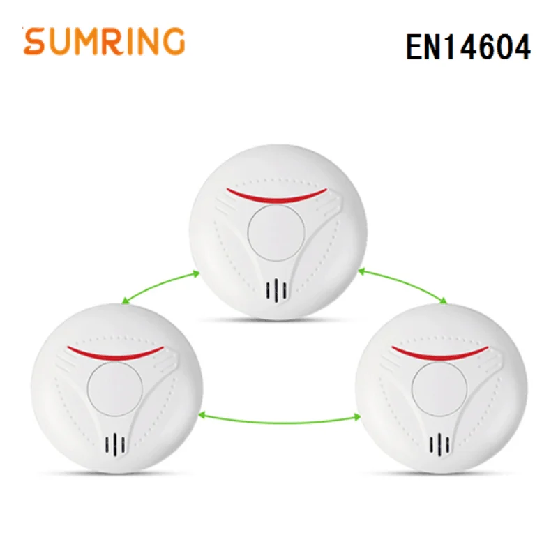 Interconectate EN14604 Alarme de Fum Baterie cu Litiu Interconectate 433Mhz Detector de Fum Pentru Casa 4