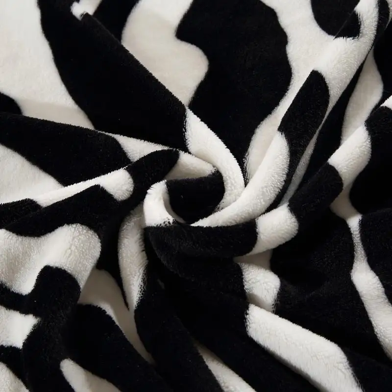 J Super Confortabil Moale Nurca Împâslire Pătură Zebra Cu Dungi Model Floral Pătură Aruncată Pe Canapea / Pat / Călătorie Respirabil 4