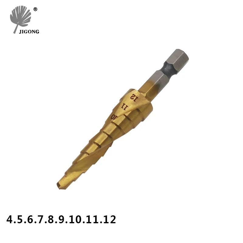 JIGONG 4-32mm Pagoda Forma HSS Foraj Triunghi Coadă de prelucrare a Metalelor din Oțel de Mare Viteză Pas Burghiu Gaura de Tăiere Instrumente 3pcs 4