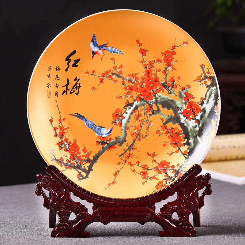 Jingdezhen Ceramică Agățat Farfurie Farfurie Decorativa, Prune, Orhidee, Bambus, Crizanteme Vin din China Cabinet TV Ornament 4