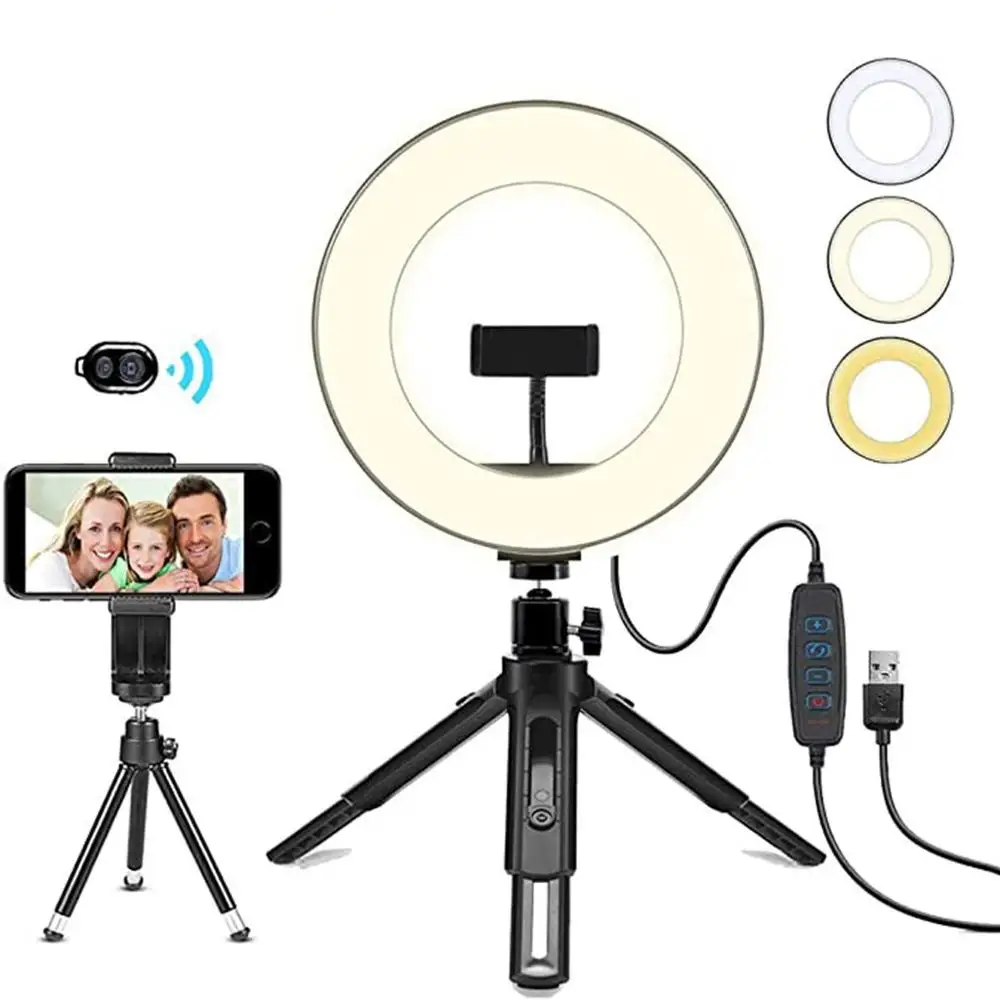 LED-uri de Lumină Inel Selfie Inel lampa USB Plug Trepied Fotografie Video Live de Machiaj Studio Umple de lumină la Distanță Inel de lumina Pentru Smartphone 4