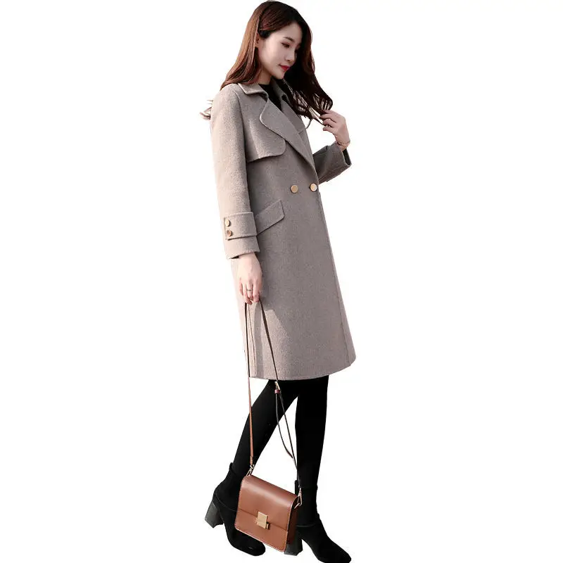 Leiouna Gros Solid 2020 Femei De Moda De Iarnă Elegant Singur Buton Haină De Lână Femei Cald Casaco Feminino Palton Lung De Lână 4