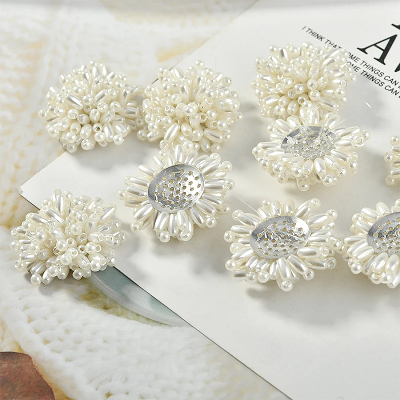 Min pentru 20buc/lot margele de decorare 31mm geometrie forma rotunda handmade floare cu Margele diy bijuterii cercei/par/îmbrăcăminte accesorii 4