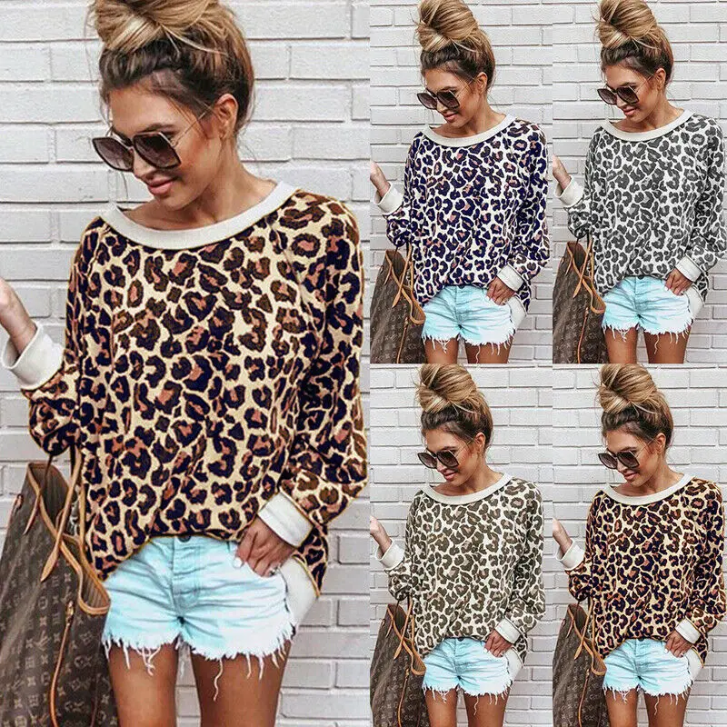 Moda coreeană Mânecă Lungă Pierde Leopard Topuri Doamna Moale Cald Streetwear Pulover Casual pentru Femei Bluza Pulover Haine de Iarna cald 4