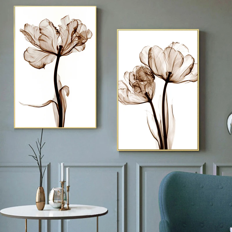 Modern, Transparent Tulip Panza Pictura Flori de Arta de Perete Postere Și de Imprimare imagini de Perete Pentru Camera de zi Dormitor Decor Acasă 4