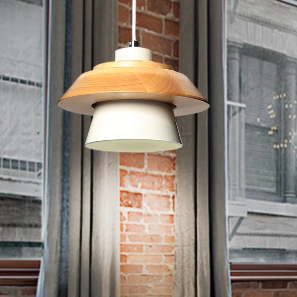 Nordic minimalist modern, dormitor mic candelabru fier de lemn castron sala de personalitate creatoare Macarons restaurant lampă cu LED-uri 4