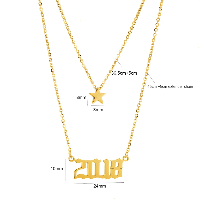Personalizate Stele Colier cu An Numărul de Straturi de Culoare de Aur Coliere de sex Feminin Doamnelor Ziua de naștere, Aniversare Norocos Cadouri Bijuterii 4