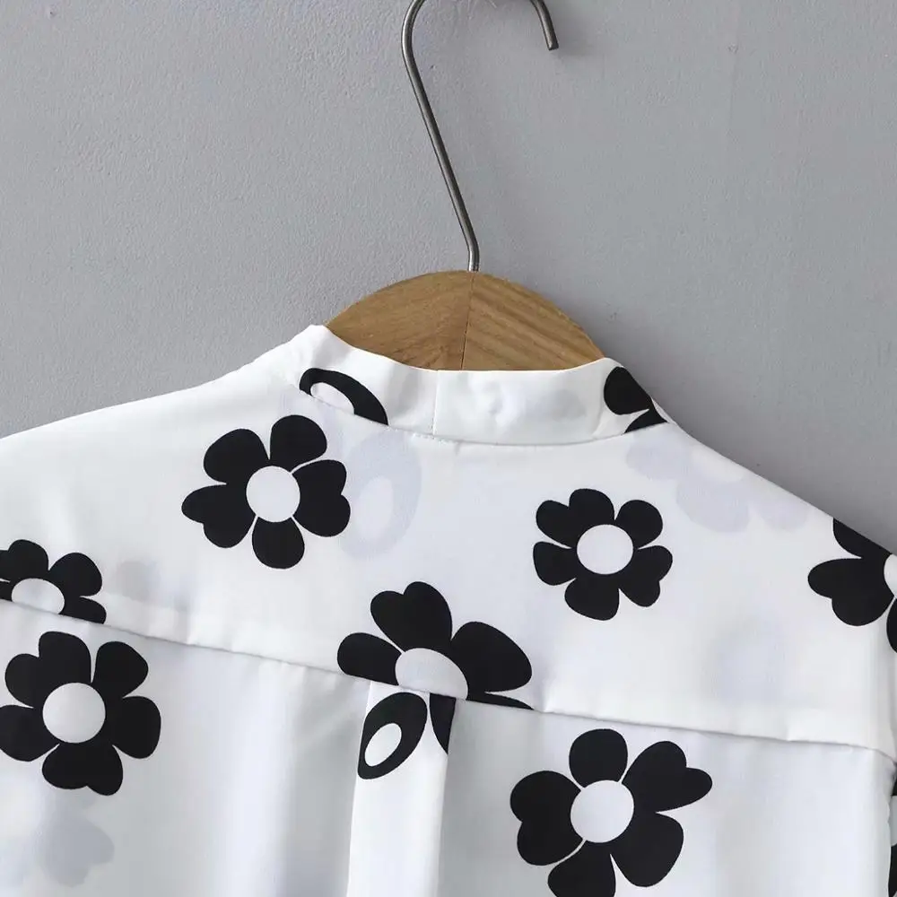 Plus dimensiune subțire șifon femei vrac floare de imprimare bluza 2020 NOUĂ primăvară toamna alb-negru de birou doamnelor tricouri femei topuri 4