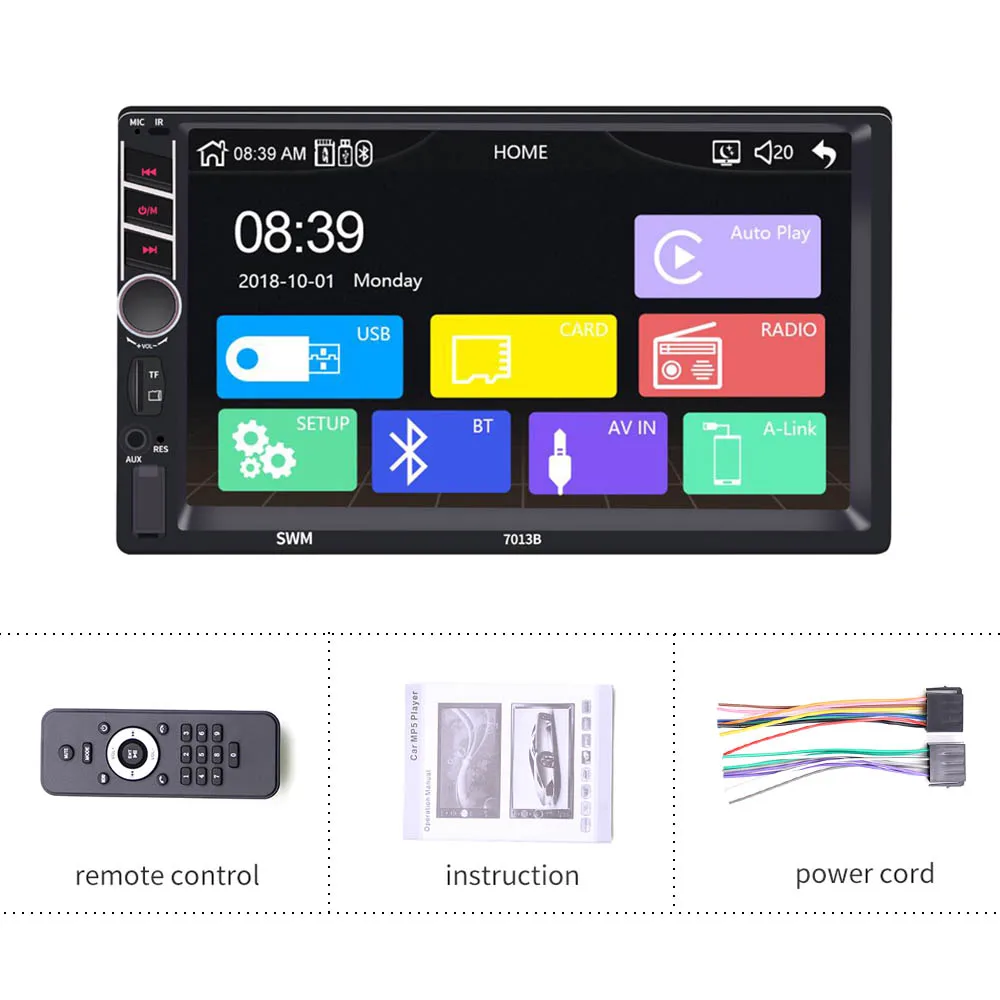 Podofo 7013B 2Din Carplay Radio Auto Android Auto MP5 Player Video Handsfree Bluetooth USB 7